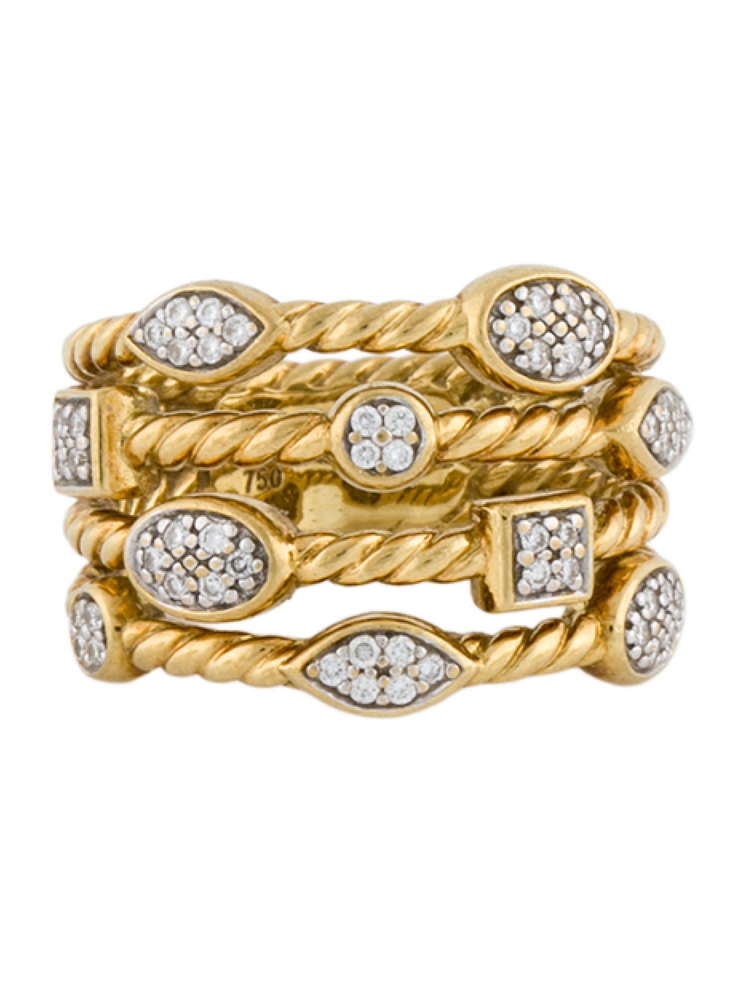 David Yurman 18K Diamond Confetti Four Row Ring